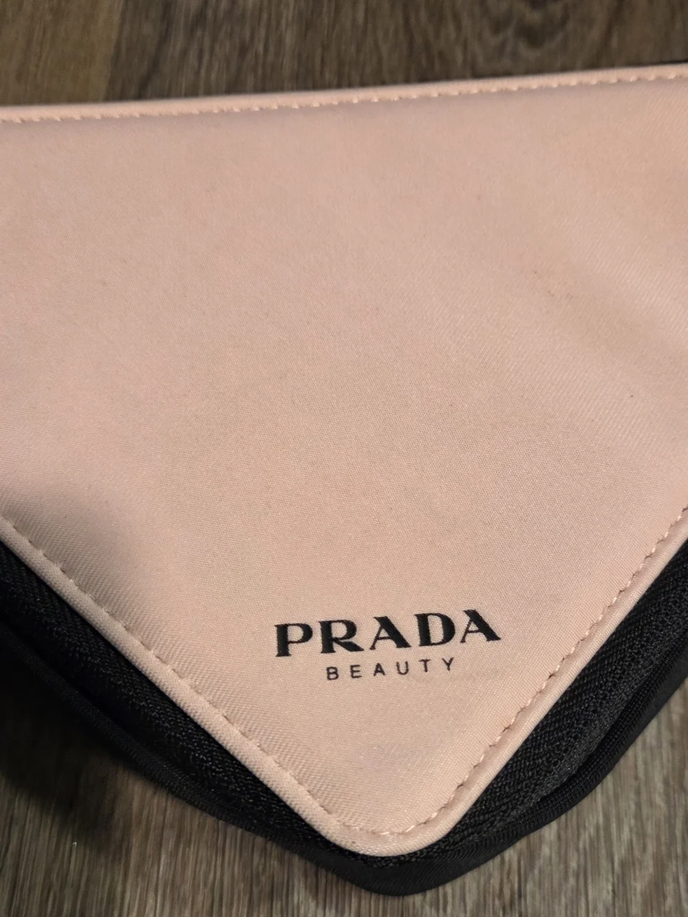 Prada Pink and Black Triangle Cosmetic Pouch
